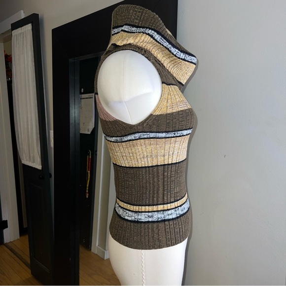 Free People Striped Knit Cowl Neck Top Blouse Off Shoulder Neutral XS - Picture 7 of 13